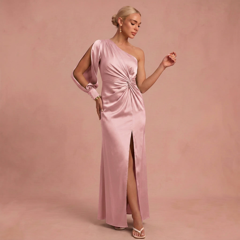 Senta | Maxi-Kleid Drapiert – Hellrosa – 1