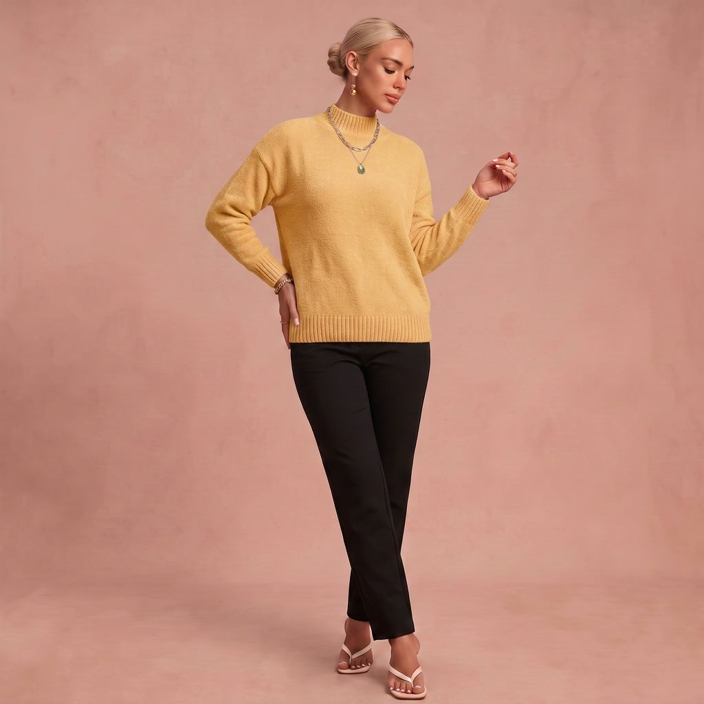 Christa – Gemütlicher Strickpullover – Gelb – 1