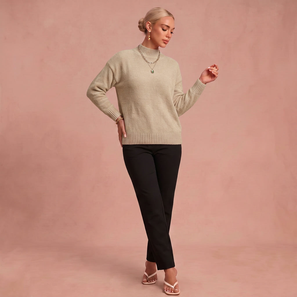 Christa – Gemütlicher Strickpullover – Beige – 1