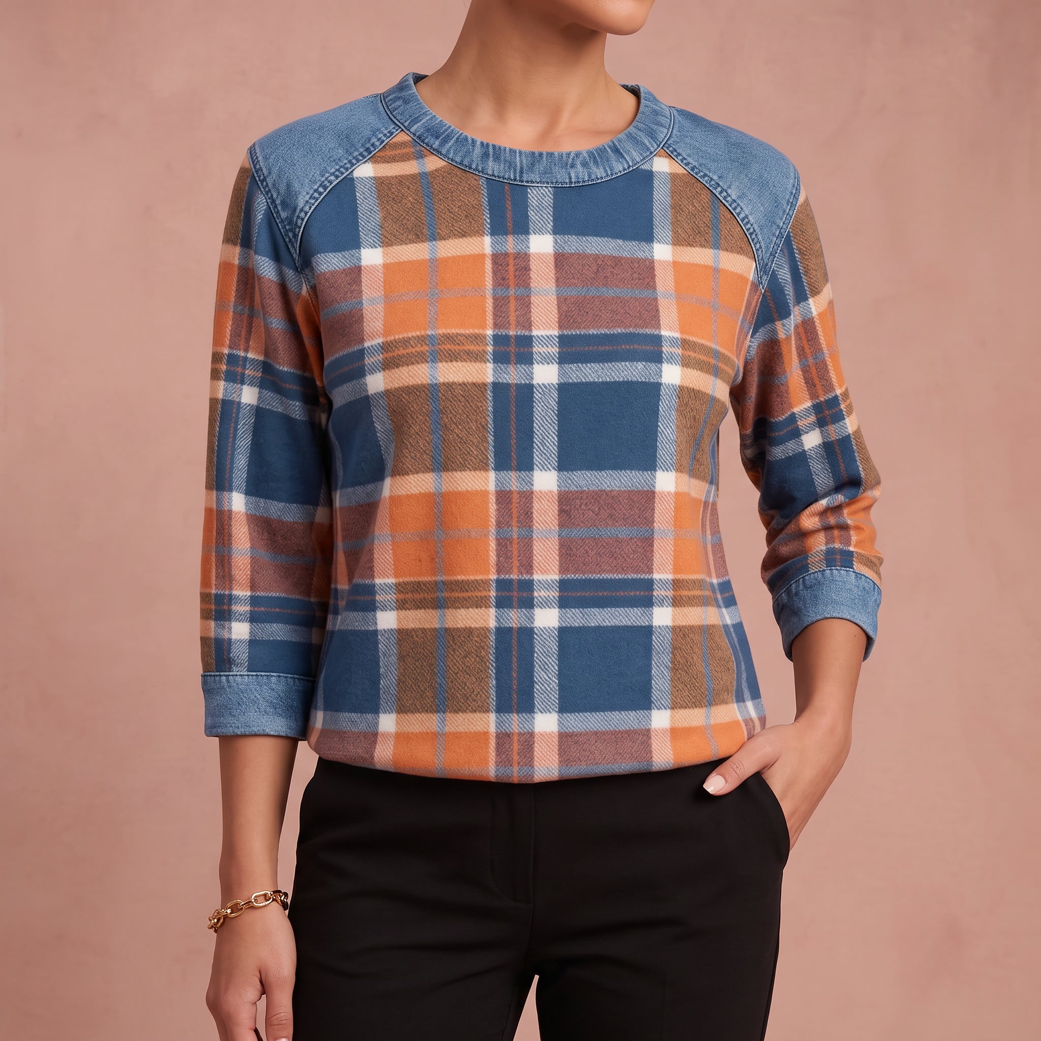 Annika | Pullover mit Denim-Details – 4