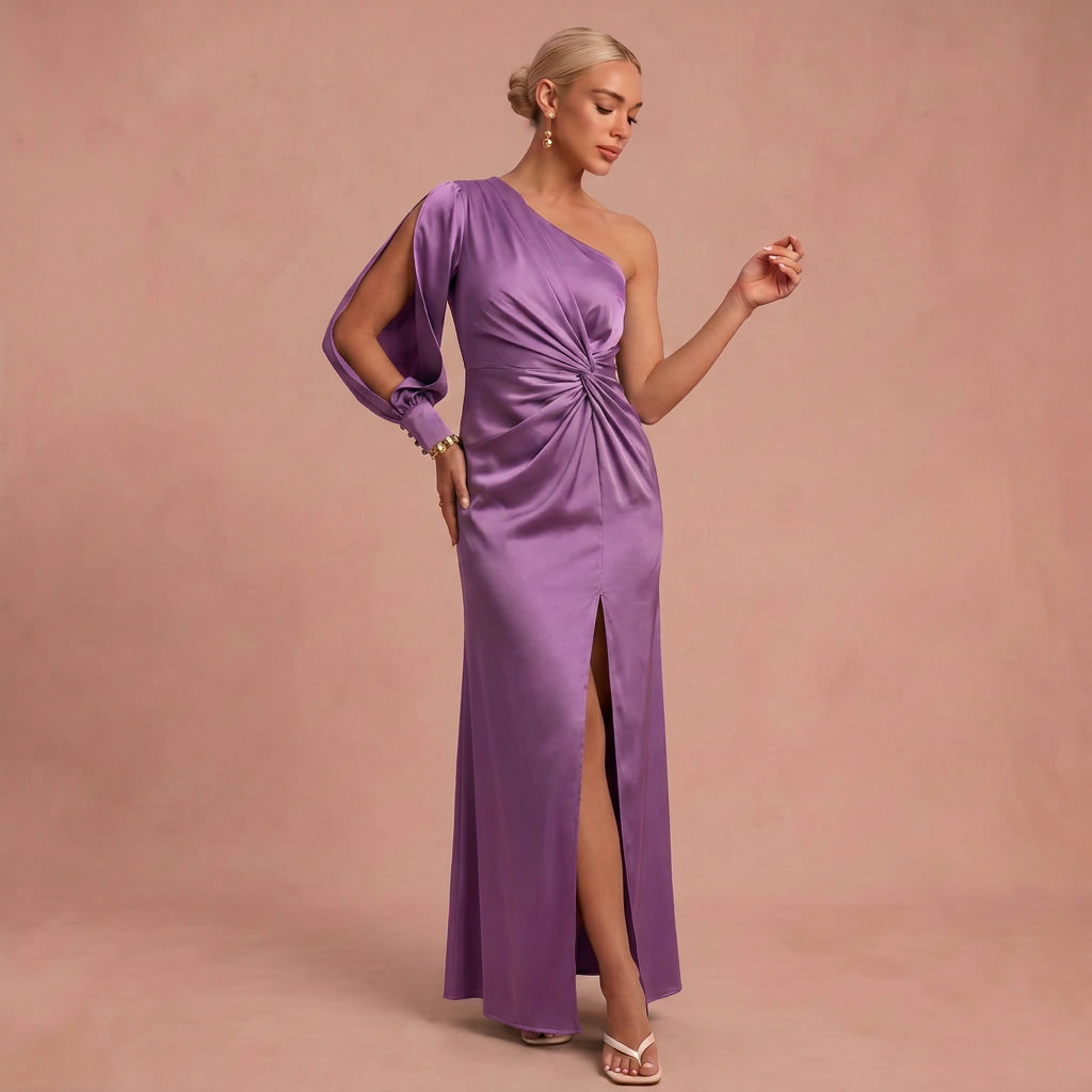 Senta | Maxi-Kleid Drapiert – Lila – 1