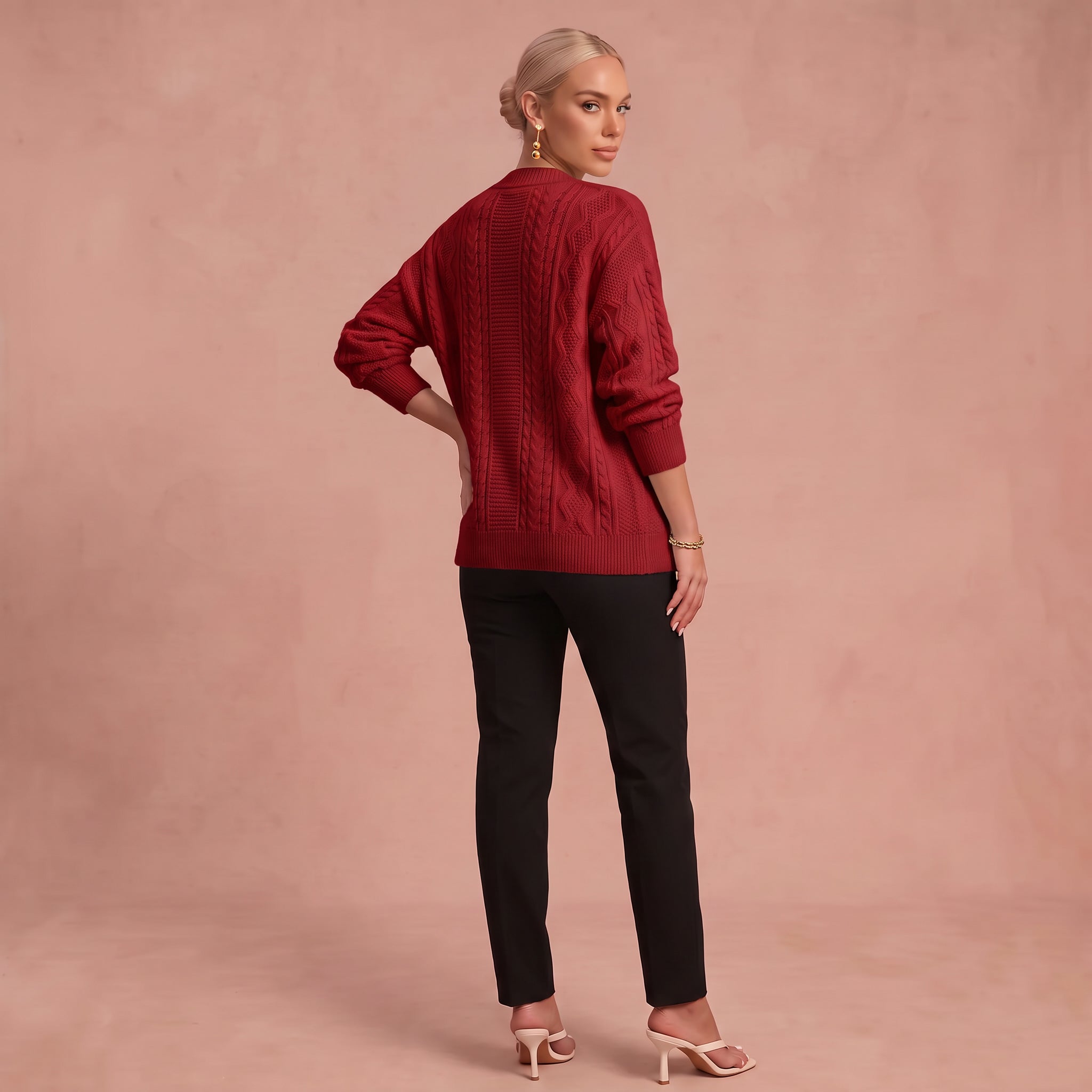 Senta | Gestrickte Strickjacke – Rot – 2