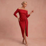 Henriette - Schickes Kleid mit schulterfreien Trägern – Rot – 1