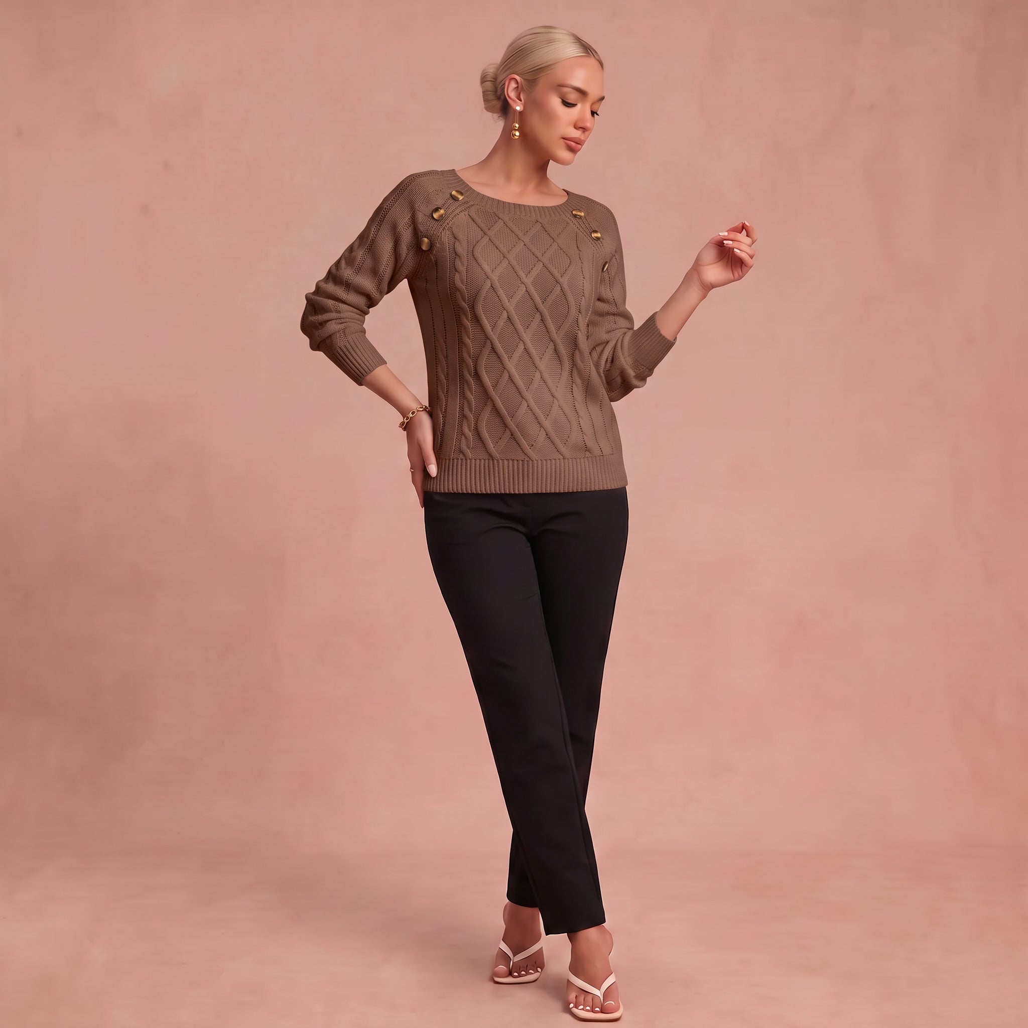 Lotta - Klassischer und Bequemer Pullover – Braun – 1