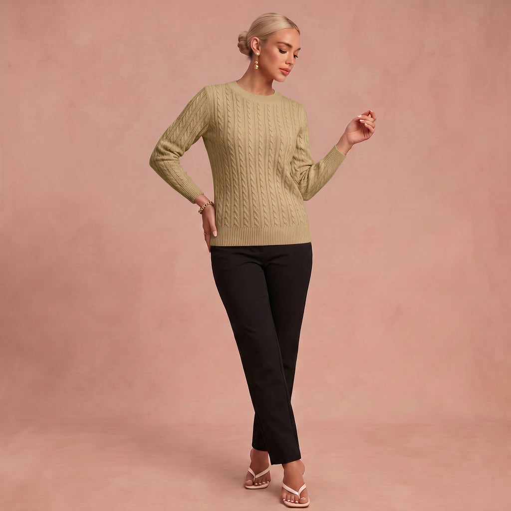 Bernila – Kabelstrickpullover – Khaki – 1
