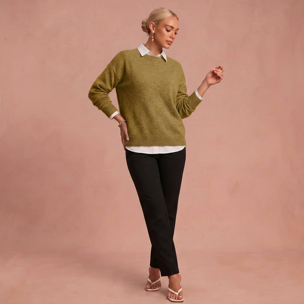 Irene - Weicher Kaschmirpullover – Khaki – 1