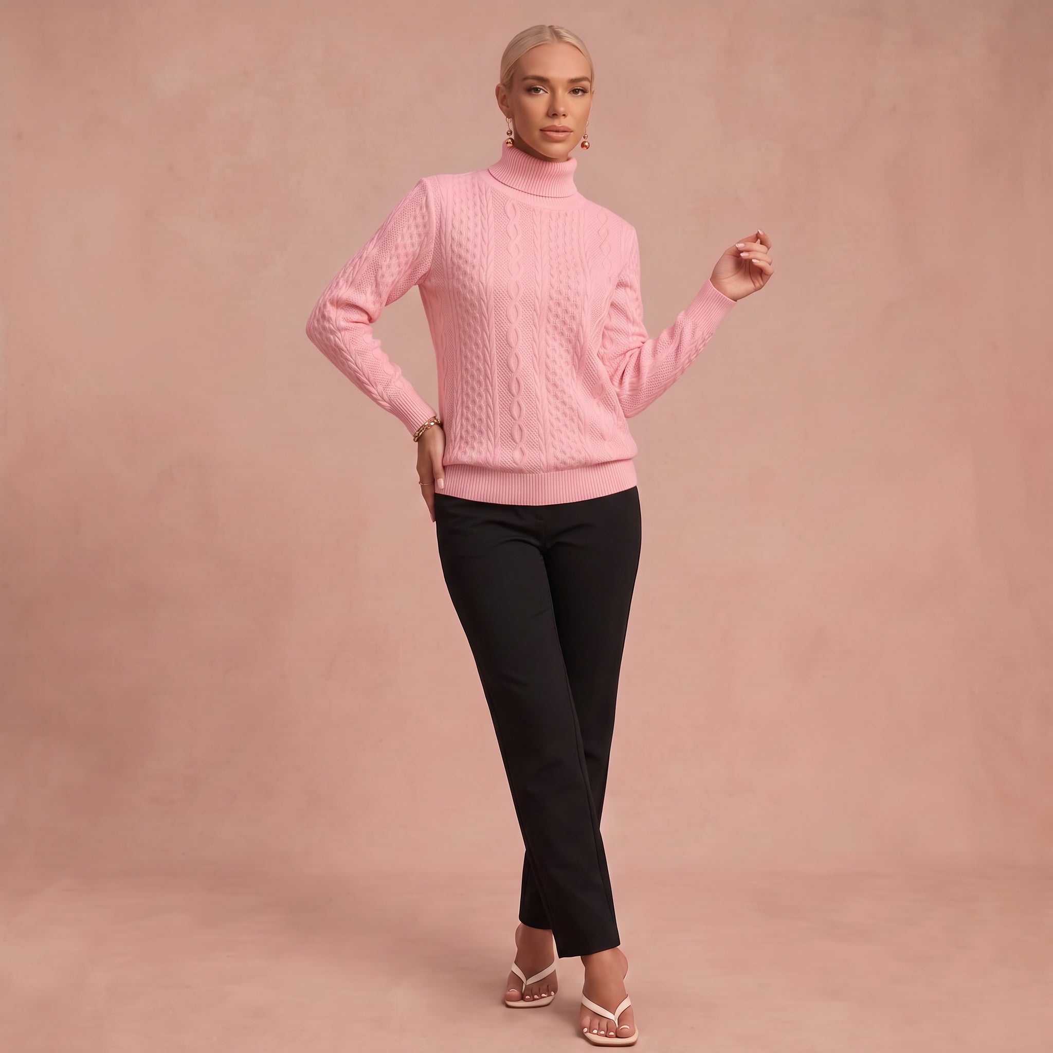 Lisa – Eleganter Hochkragen Strickpullover – 1
