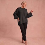 Essenz | Raffinierter Wollmischpullover – Schwarz – 1