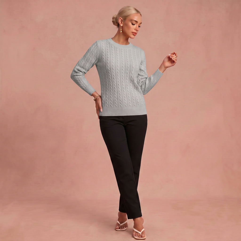 Bernila – Kabelstrickpullover – Grau – 1