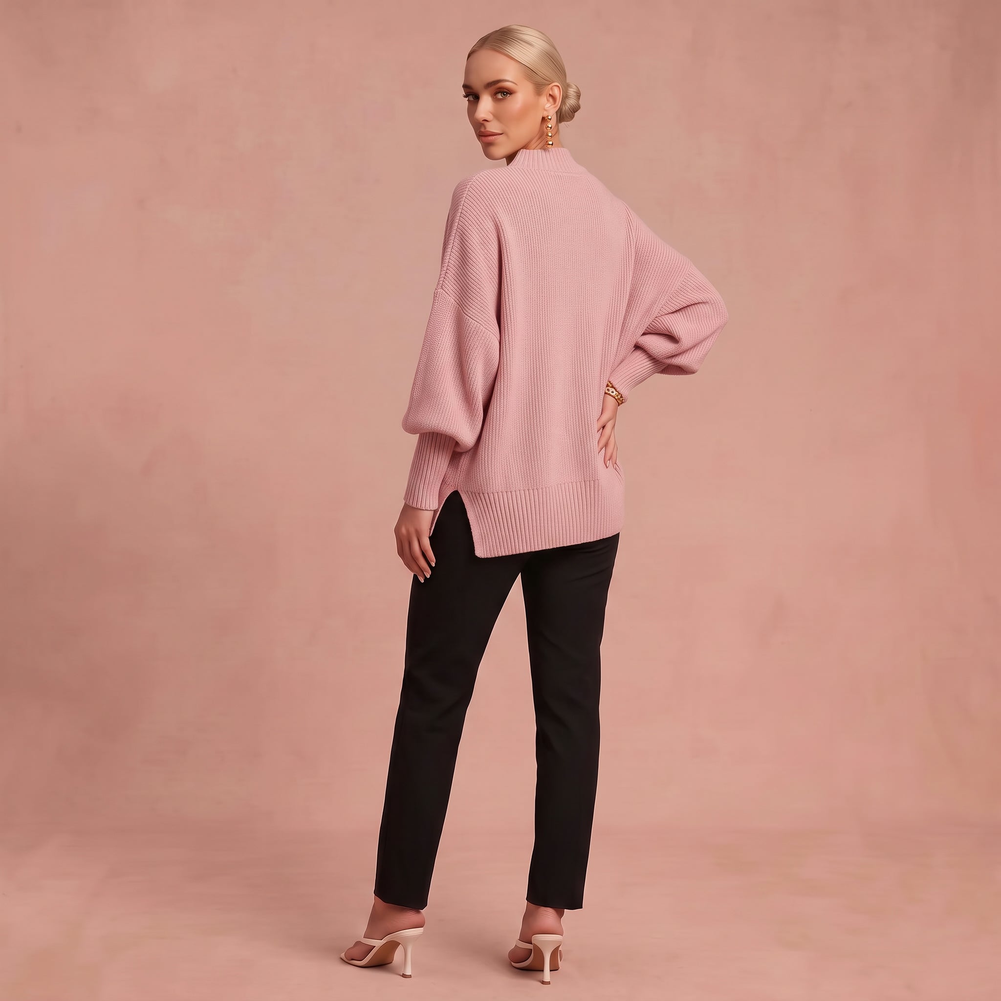 Essenz | Raffinierter Wollmischpullover – Rosa – 2