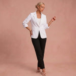 Moderner Linien Blazer – Weiß – 1