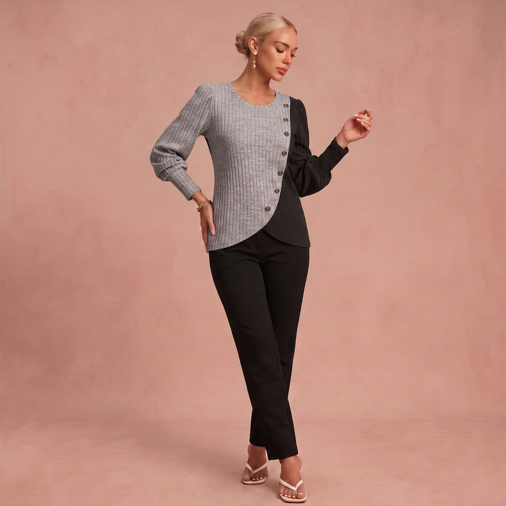 Nostalgie - Kreativer Strickpullover – Grau – 1