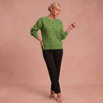 Astrid – Lässiger Strickpullover mit langen Ärmeln und Polka-Dot-Muster – Grün – 1