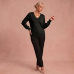 Martha - V-Ausschnitt Pullover Couture – Schwarz – 1