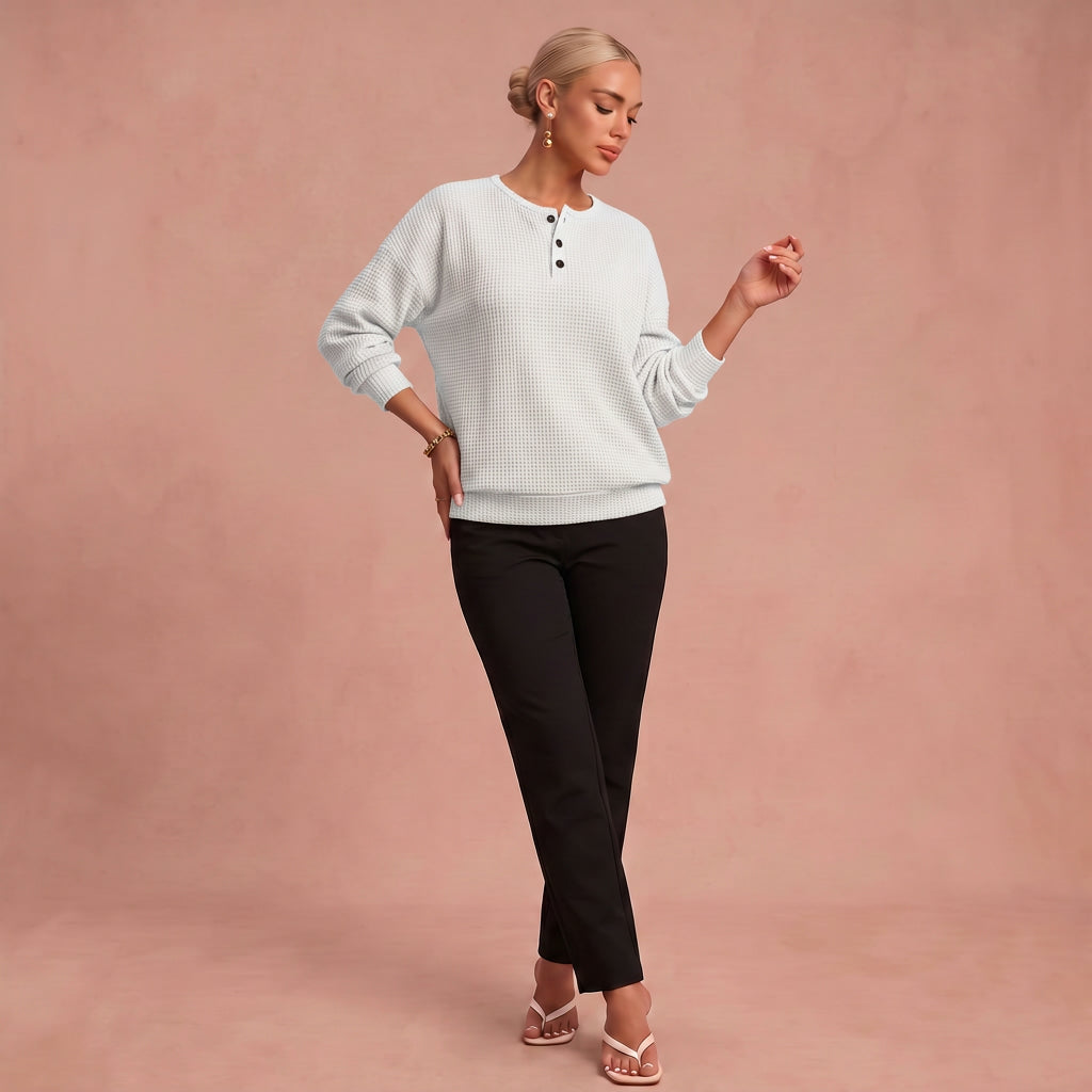 Annemarie | Waffelstrickpullover – Weiß – 1