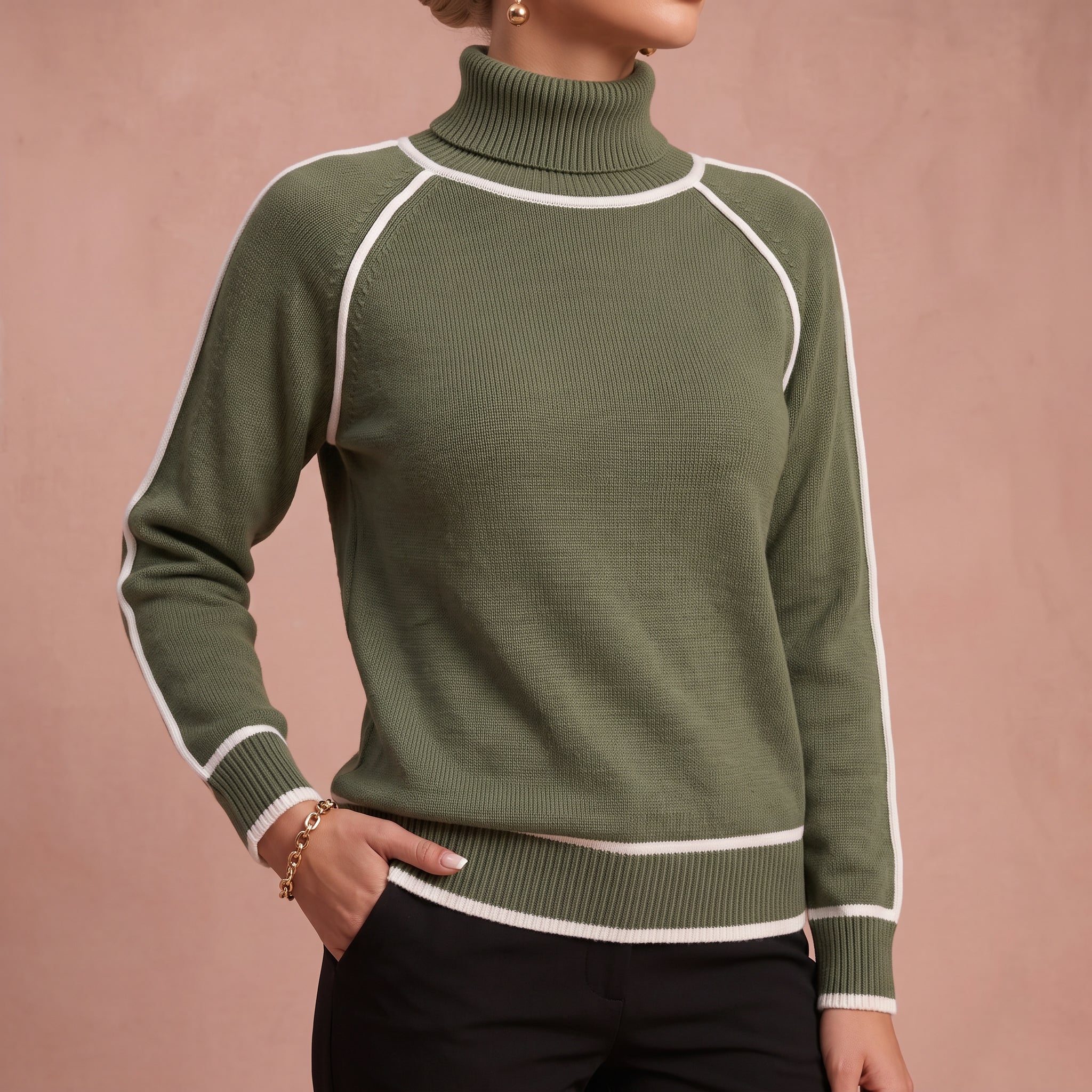 Avalon - Olivgrüner Baumwollpullover – 4