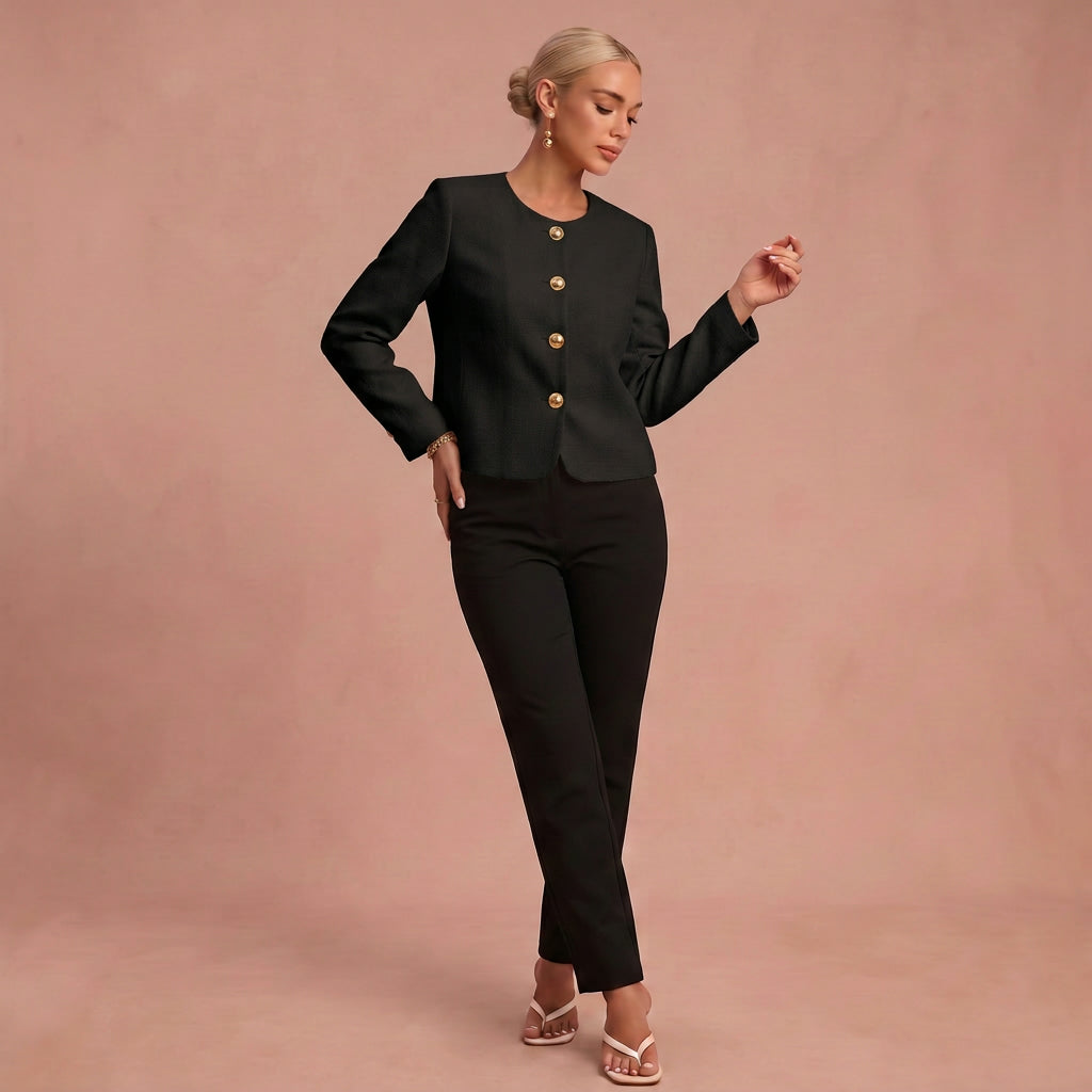 Eleganter Linienblazer – Schwarz – 1