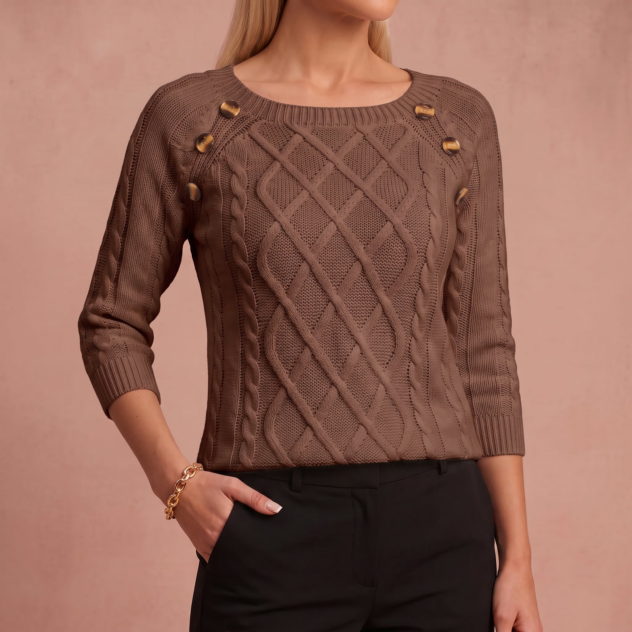 Lotta - Klassischer und Bequemer Pullover – Braun – 4