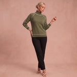 Avalon - Olivgrüner Baumwollpullover – 1