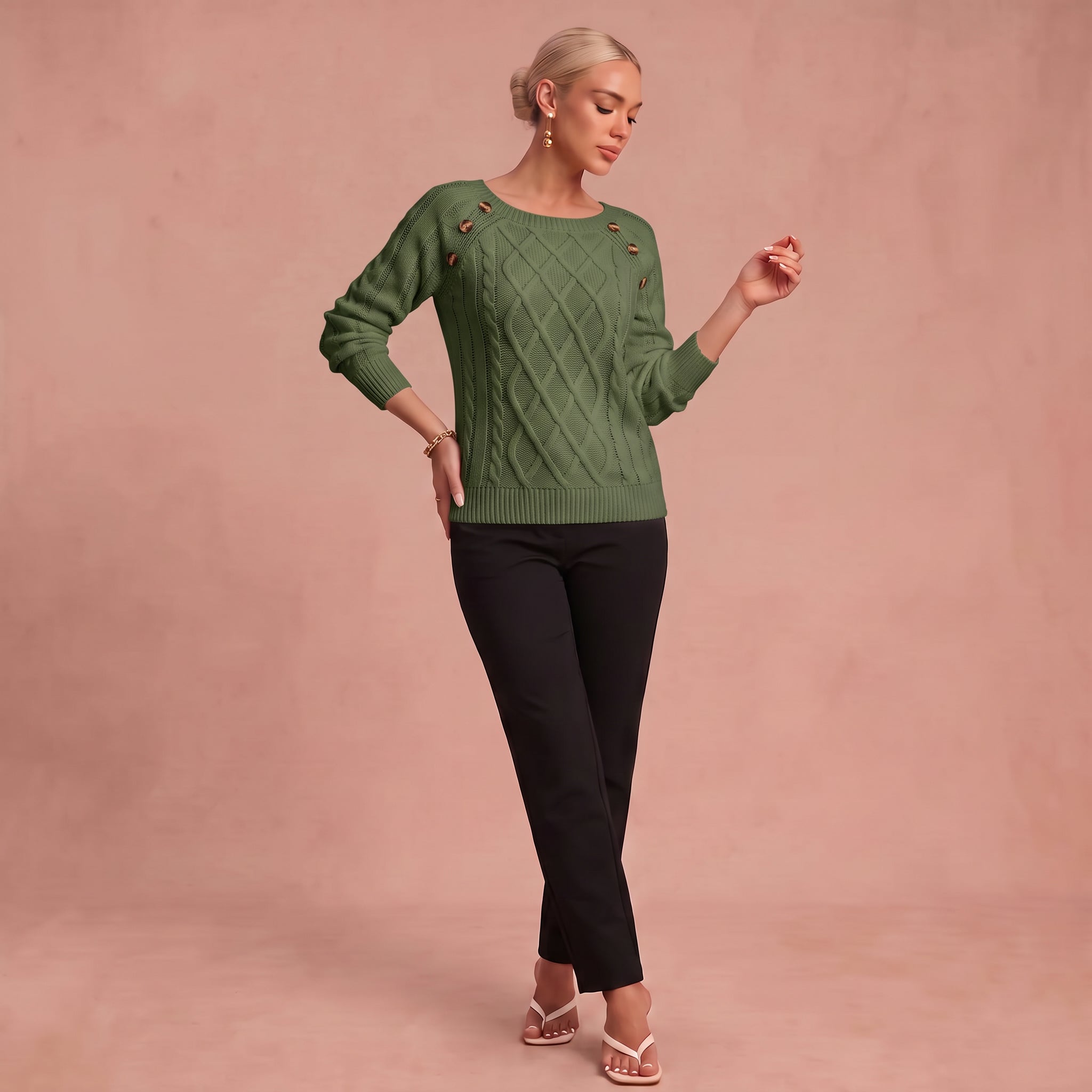 Lotta - Klassischer und Bequemer Pullover – Grün – 1