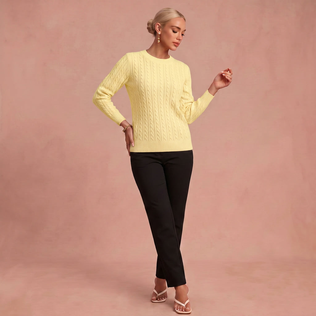 Bernila – Kabelstrickpullover – Gelb – 1