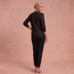 Kerstin - Damen Zip-Pullover mit Zopfmuster – Schwarz – 2
