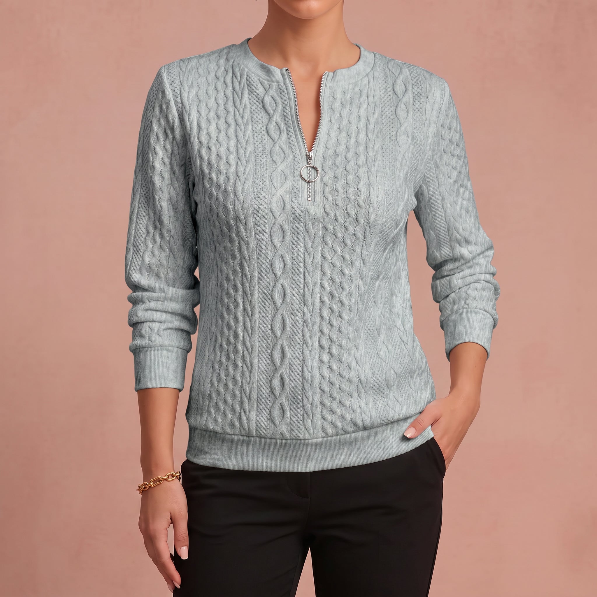 Marie-Luise - Vielseitiger Herbstpullover – Grau – 4
