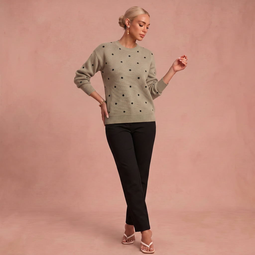 Nina™ | Zeitloser Damenpullover – Khaki – 1