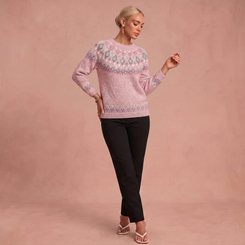 Karin - Lässiger und Bequemer Pullover – Rosa – 1