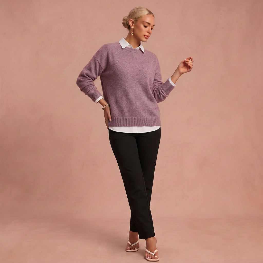 Irene - Weicher Kaschmirpullover – Rosa – 1