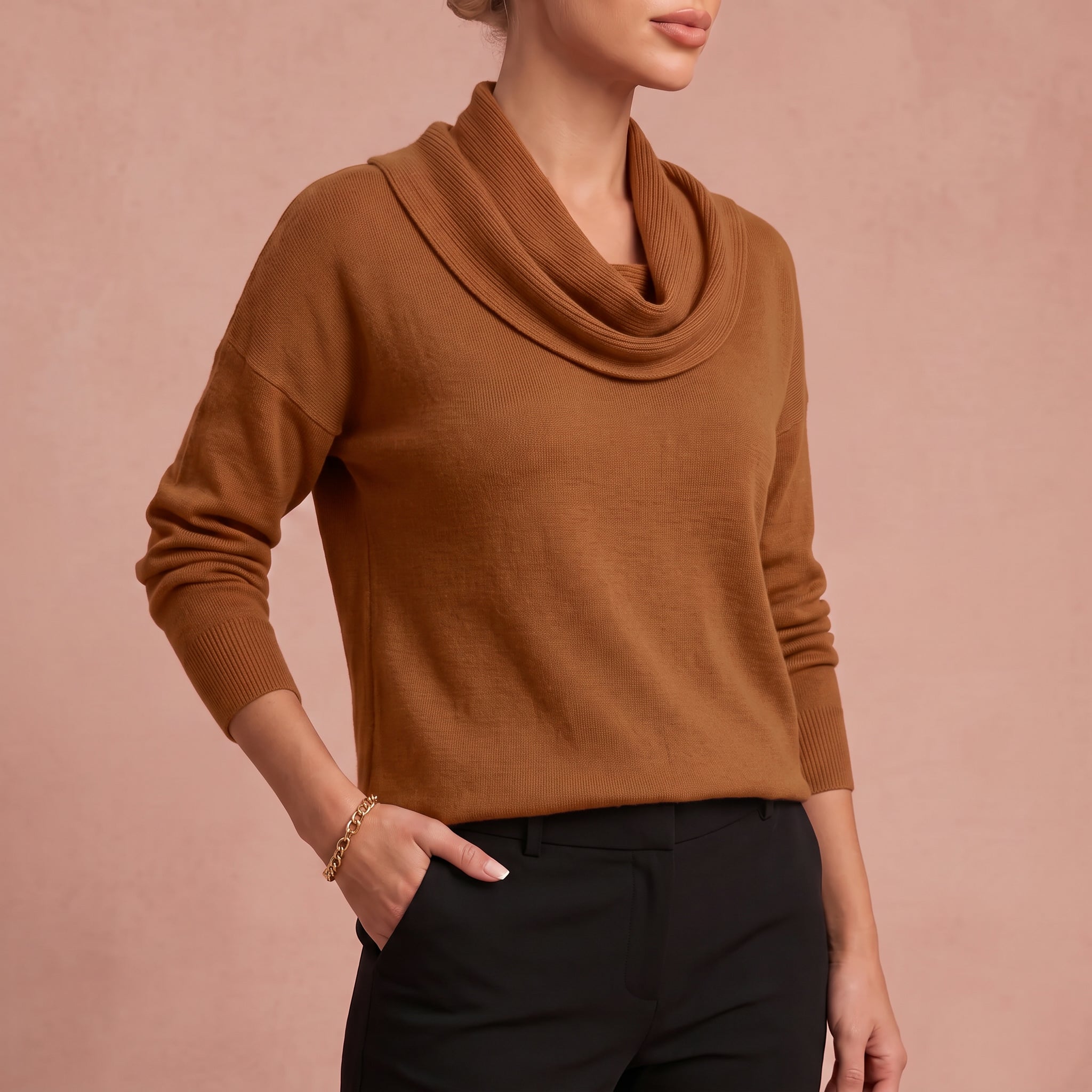 Rosemarie - Pullover mit Kragen – Braun – 4