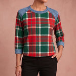 Annika | Pullover mit Denim-Details – Rot – 4