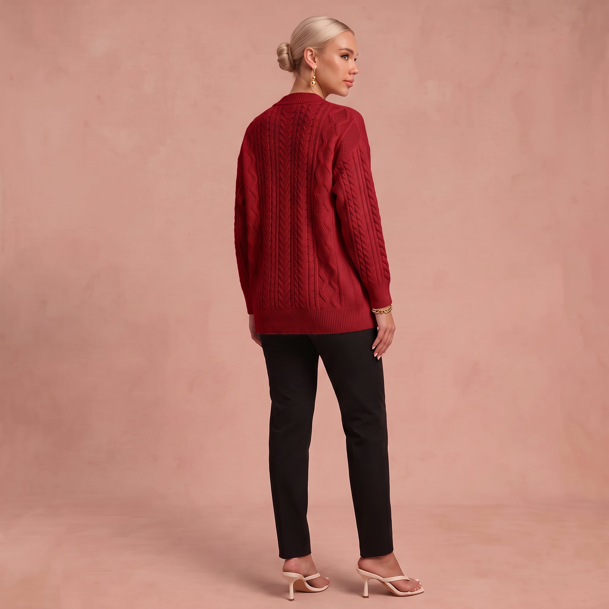 Senta | Gestrickte Strickjacke – Rot – 3
