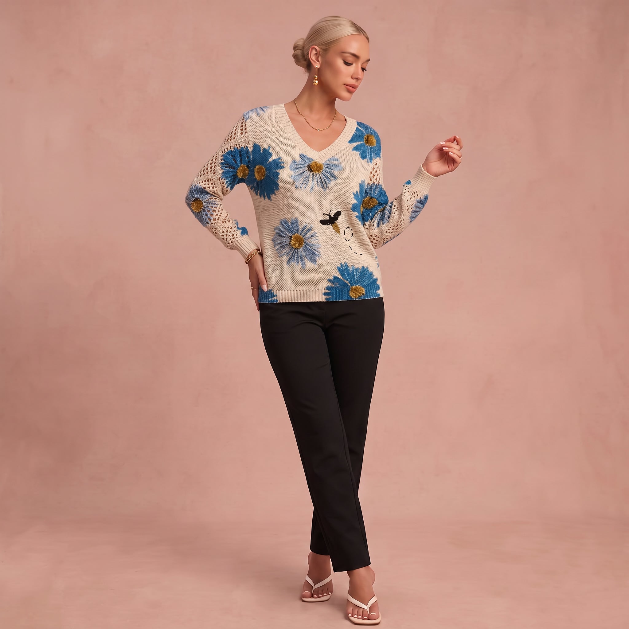 Theresa Elegantes Top mit floralem Dessin – 1