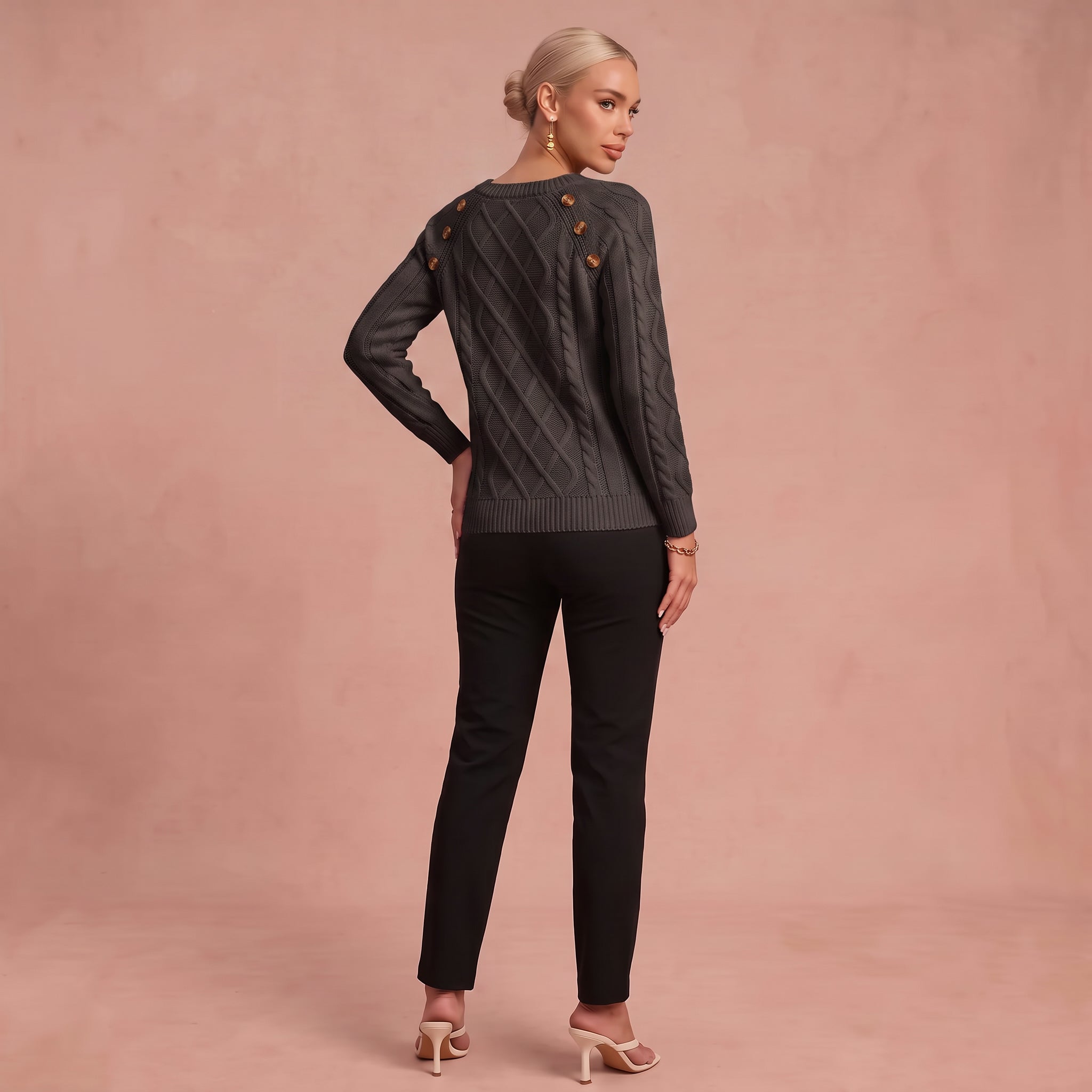 Lotta - Klassischer und Bequemer Pullover – Dunkelgrau – 2