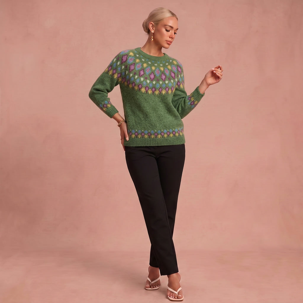 Karin - Lässiger und Bequemer Pullover – Dunkelgrün – 1