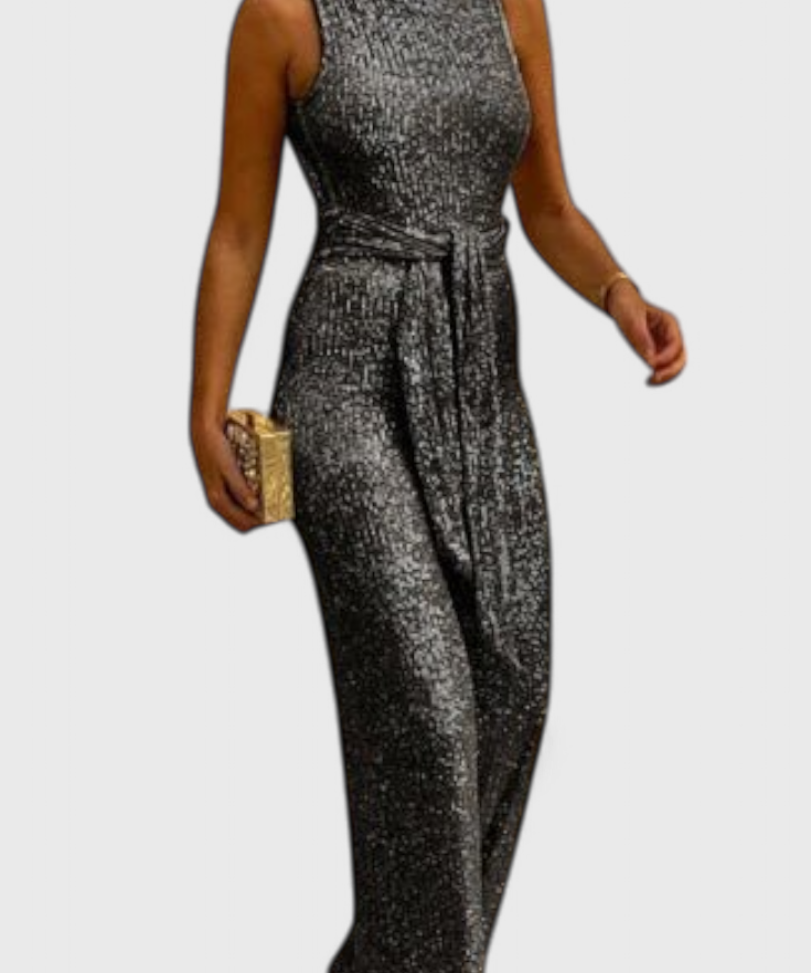 Adele Pailletten-Jumpsuit mit verstellbarem Bund