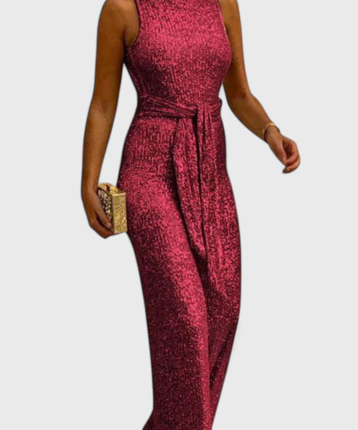 Adele Pailletten-Jumpsuit mit verstellbarem Bund