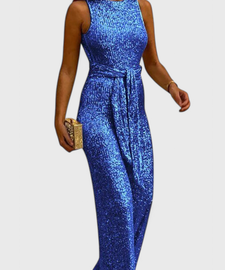 Adele Pailletten-Jumpsuit mit verstellbarem Bund