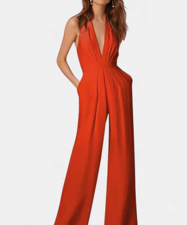 Lila Weitbeiniger Jumpsuit mit leichter Eleganz