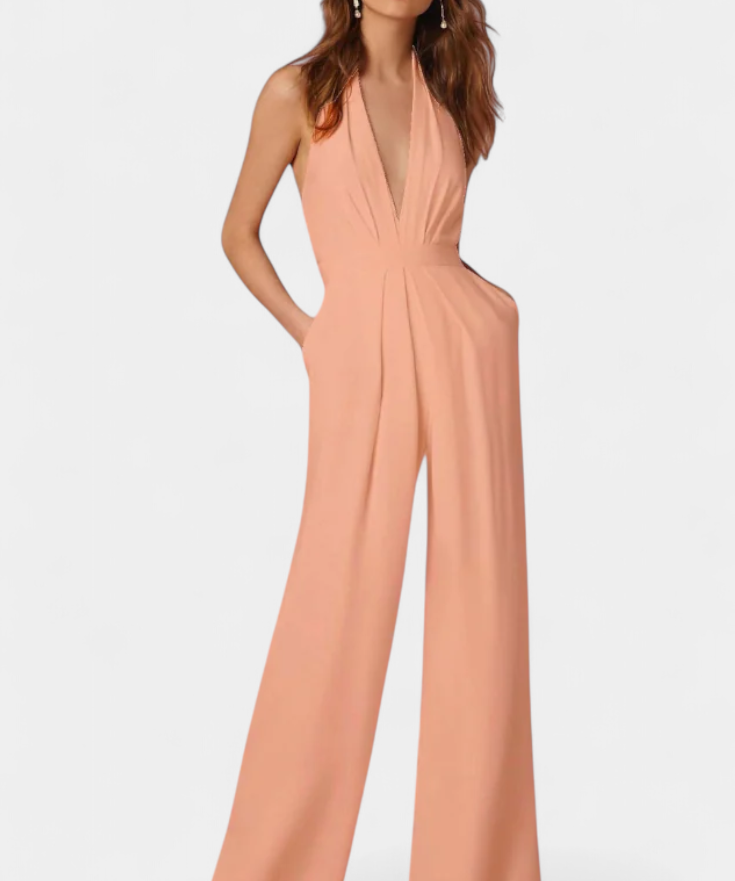 Lila Weitbeiniger Jumpsuit mit leichter Eleganz