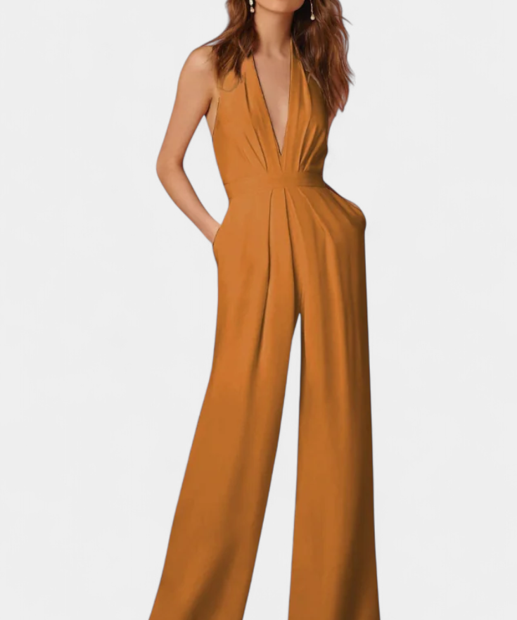Lila Weitbeiniger Jumpsuit mit leichter Eleganz