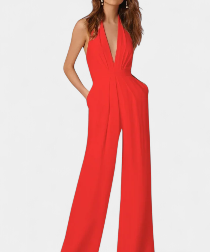 Lila Weitbeiniger Jumpsuit mit leichter Eleganz