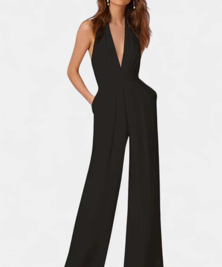 Lila Weitbeiniger Jumpsuit mit leichter Eleganz